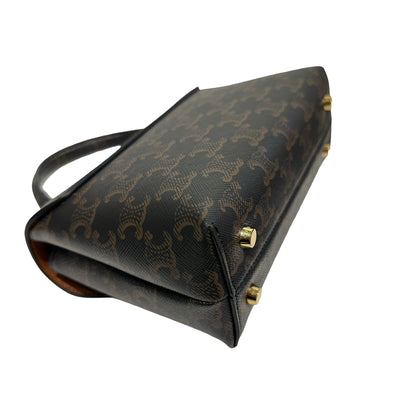 Used Céline TRIOMPHE Canvas Teen Nino Shoulder Bag GHW Brown