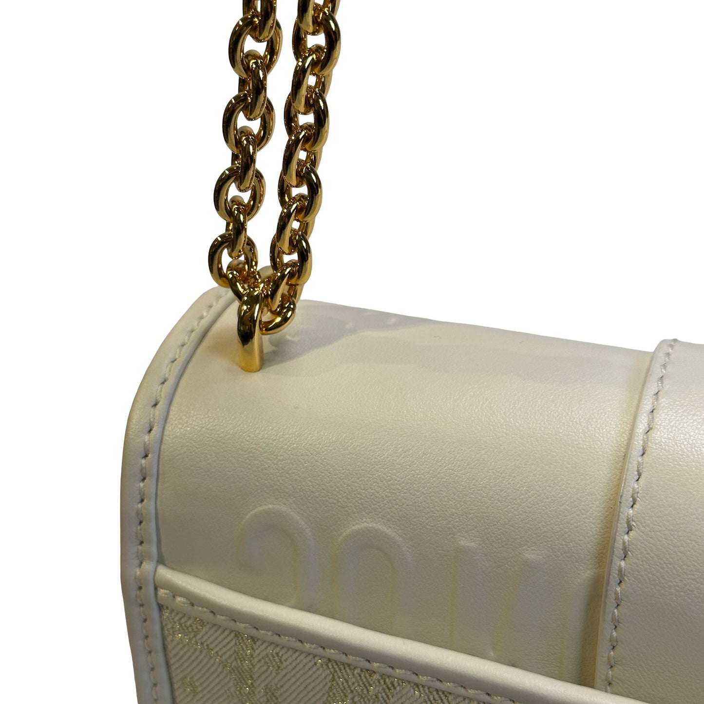 Used DIOR Dior Oblique Leather 30 Montaigne Shoulder Bag White Beige