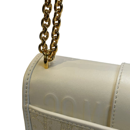 Used DIOR Dior Oblique Leather 30 Montaigne Shoulder Bag White Beige