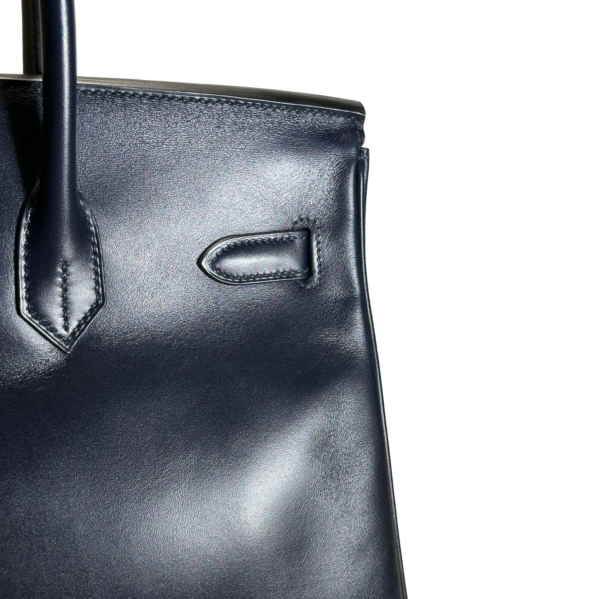 Used HERMES Leather Birkin Handbag Black Silver
