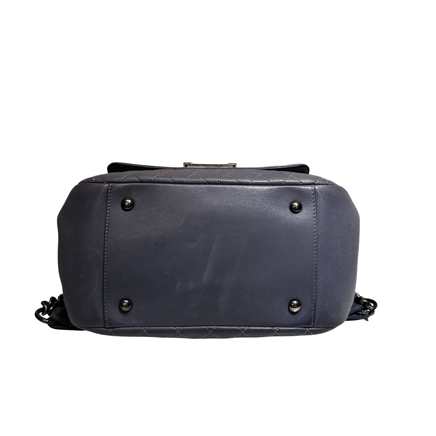 Used CHANEL Boy Shoulder Bag Grey PHW