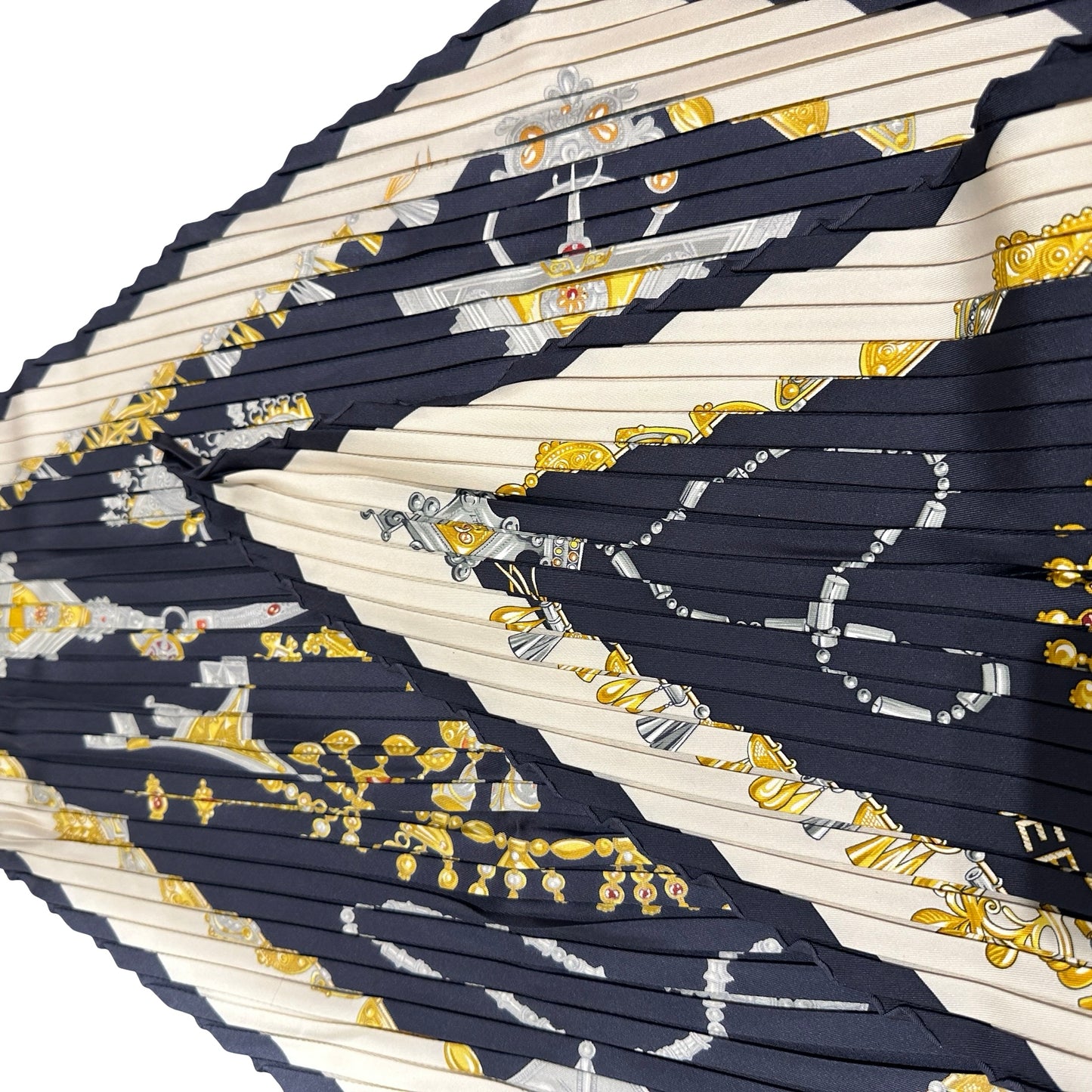 New Hermès  Scarf White Yellow Navy Blue