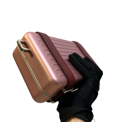 Used DIOR Aluminum Personal Clutch Crossbody Bag Pink