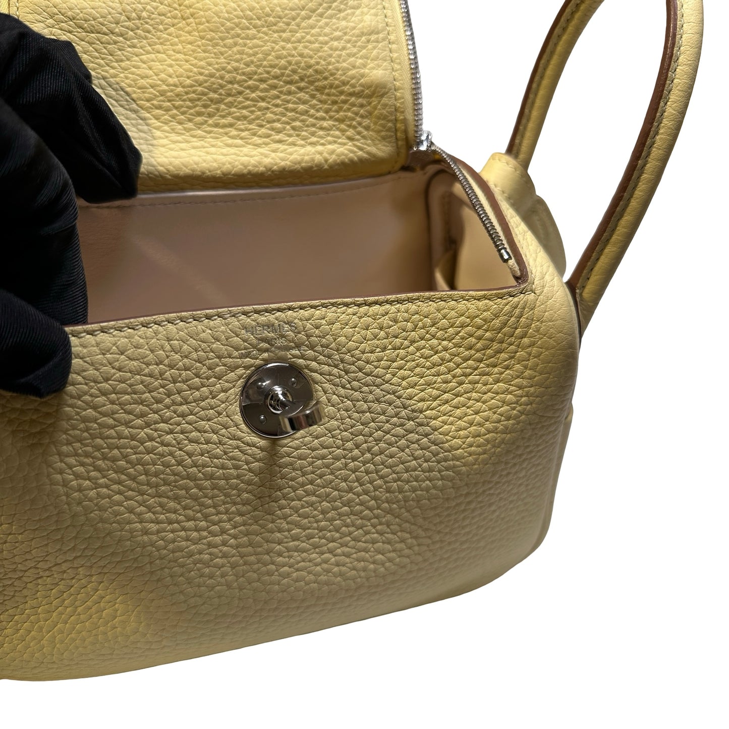 Used HERMÈS Leather Mini Lindy Shoulder Bag YELLOW PHW
