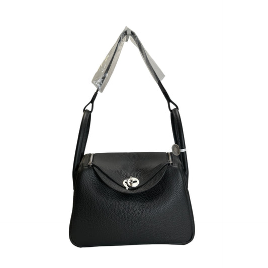 Brand New HERMES Leather Lindy 26 Handbag Black PHW