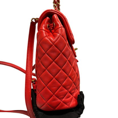 Used CHANEL Lambskin Urban Spirit Backpack Backpack Red