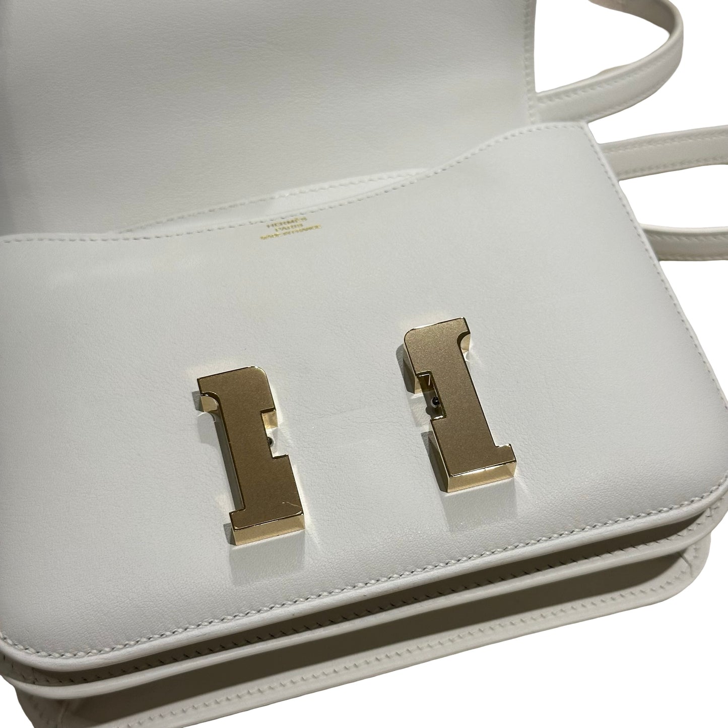 Used HERMES MINI CONSTANCE Shoulder Bag WHITE GHW