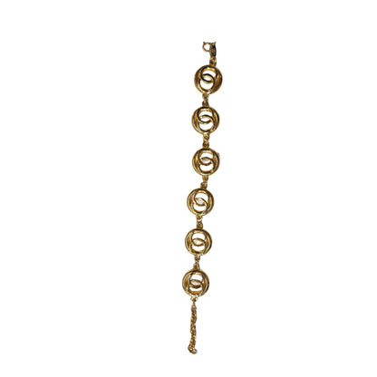 Used CHANEL CC Logo Round Vintage Bracelet Accessories Gold