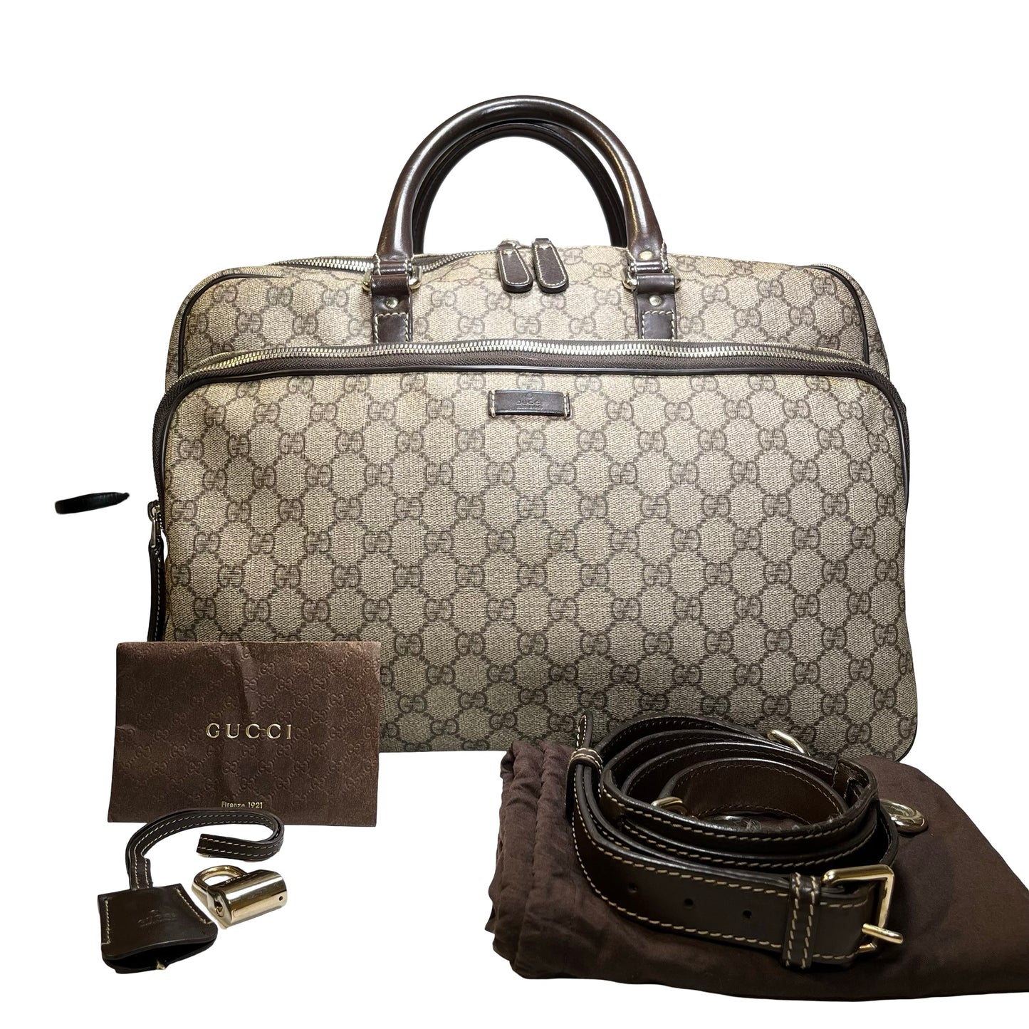 Used GUCCI GG Supreme GG Supreme Briefcase Beige Brown PHW