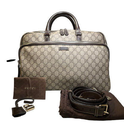 Used GUCCI GG Supreme GG Supreme Briefcase Beige Brown PHW