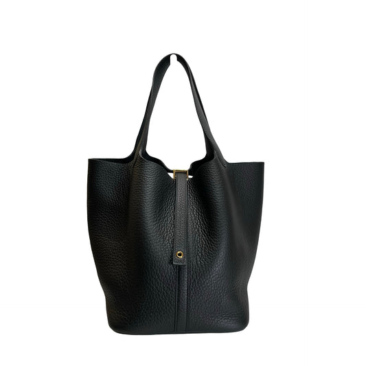 Brand New HERMES TC Picotin 22 Bucket Bag Black GHW