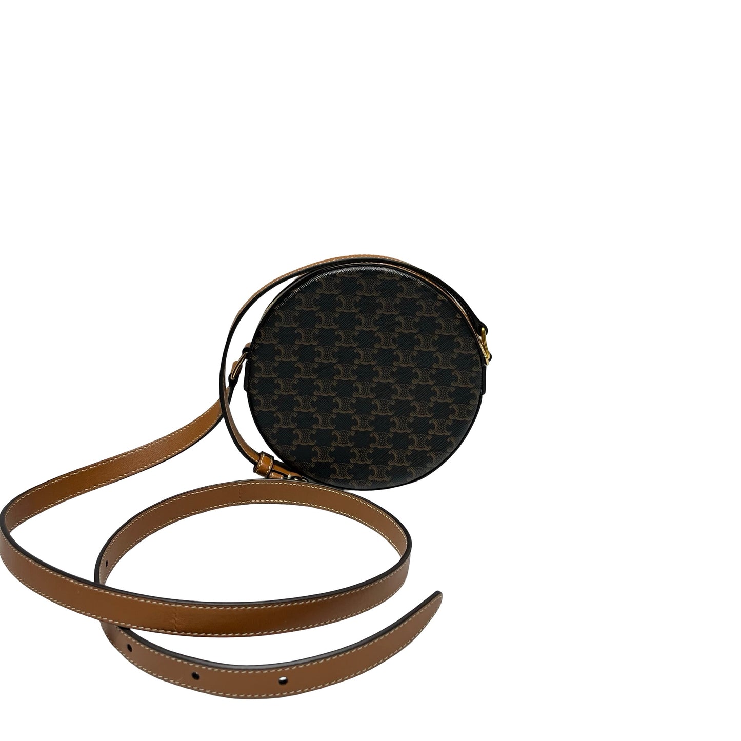 Used CÉLINE Canvas Cross Body Bag Brown GHW