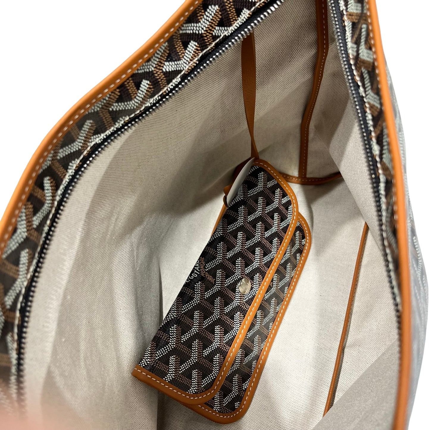 Unused Goyard Canvas Calfskin Leather Hobo Bag Brown PHW