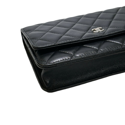 Used CHANEL LAMBSKIN WOC Crossbody Bag BLACK PHW