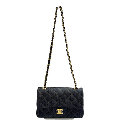 Unused Chanel Denim 20 Mini Flap Shoulder Bag Navy Blue GHW