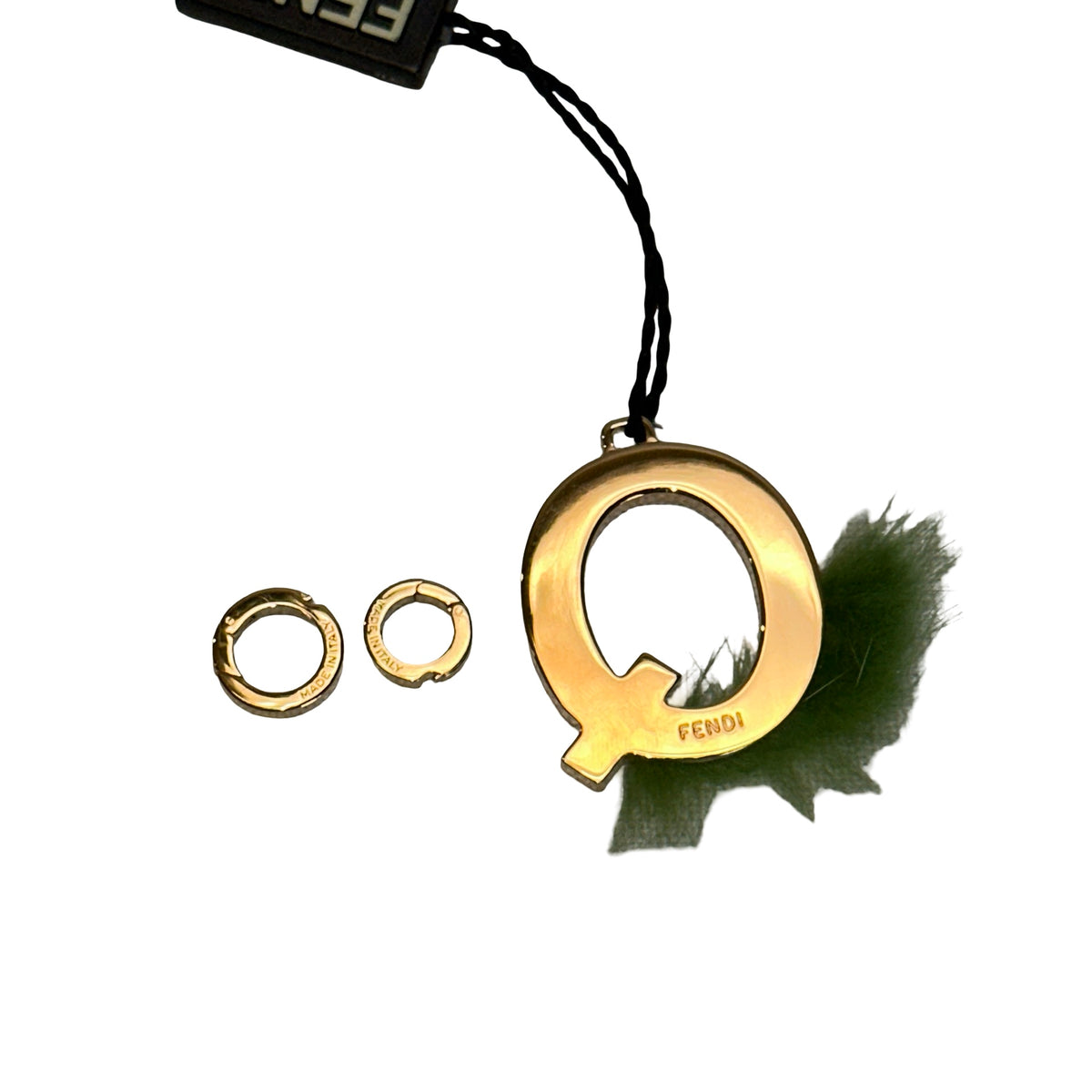 Used FENDI Alphabet Bag Charm Bag charm Gold Green