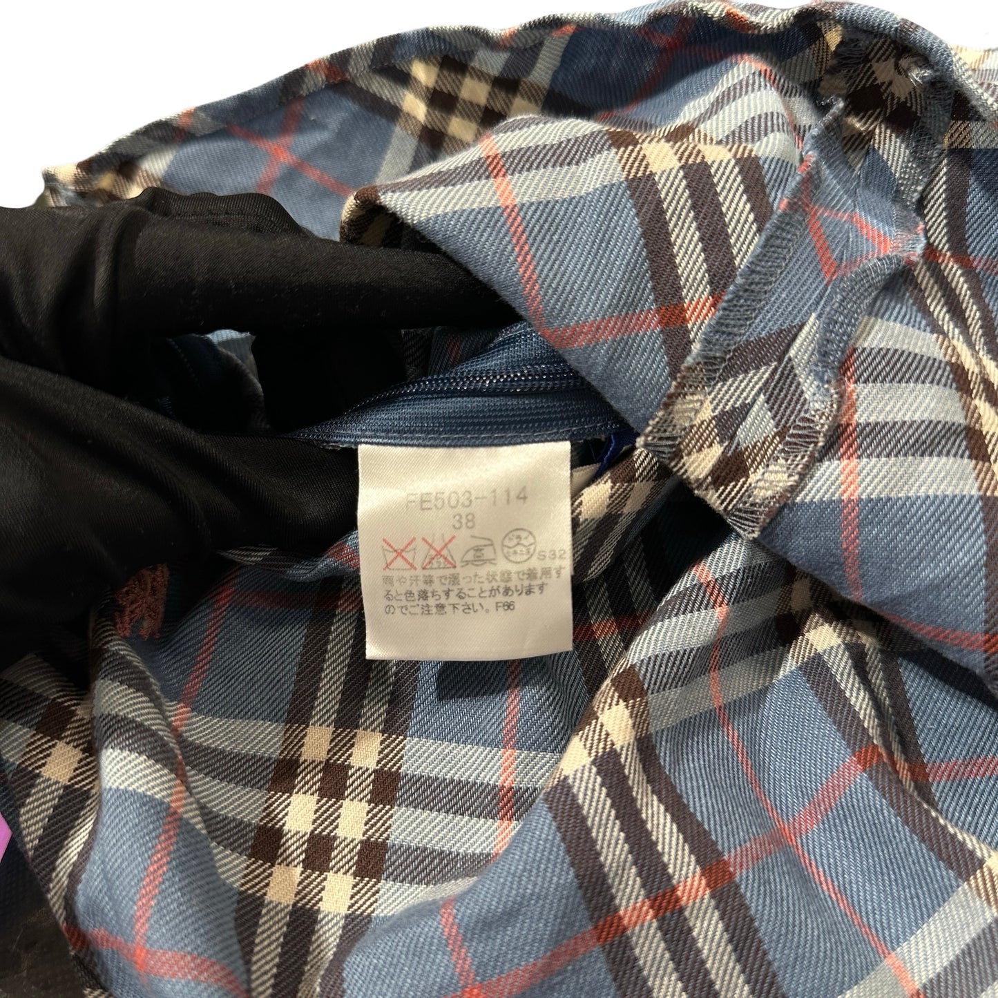 Used Burberry Cotton Blue格仔 Top Blue