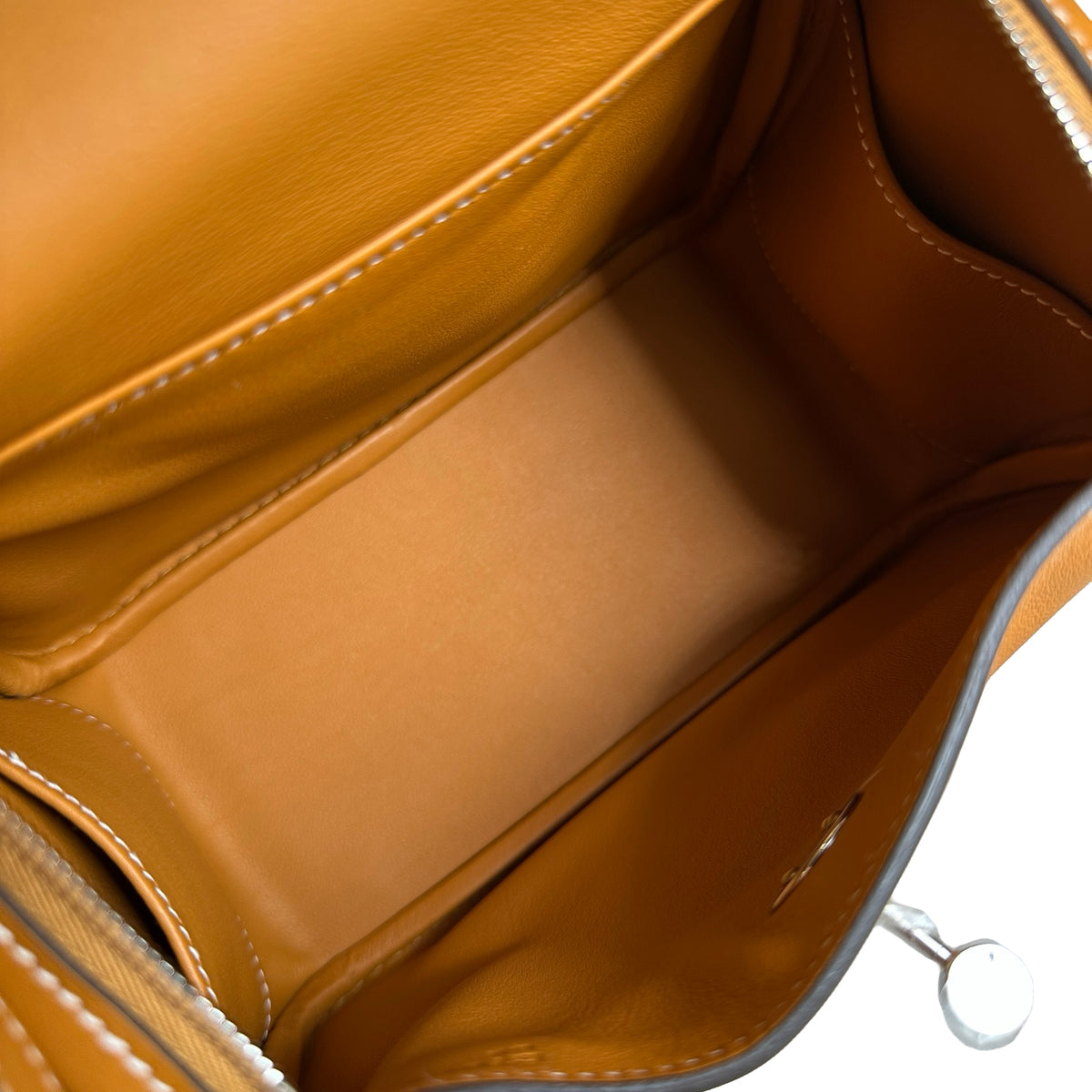 Brand New HERMES Swift Mini Lindy Shoulder Bag Toffee PHW