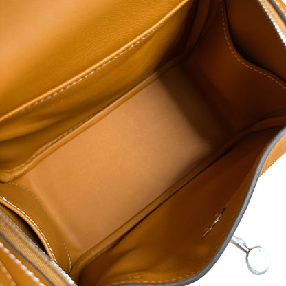 Brand New HERMES Swift Mini Lindy Shoulder Bag Toffee PHW