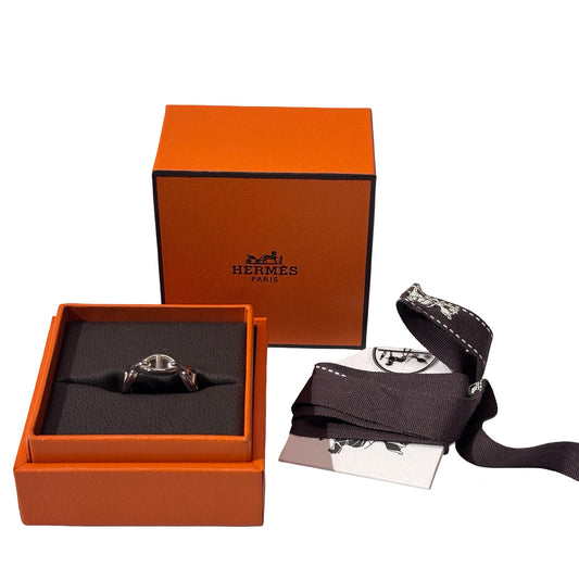 Used HERMÈS Ag925 Silver Chaine d'ancre Enchainée Ring Accessories PHW