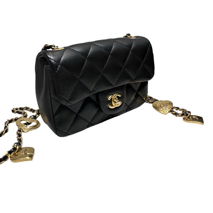 Used CHANEL Mini flap 17cm Chain Shoulder Bag Black GHW