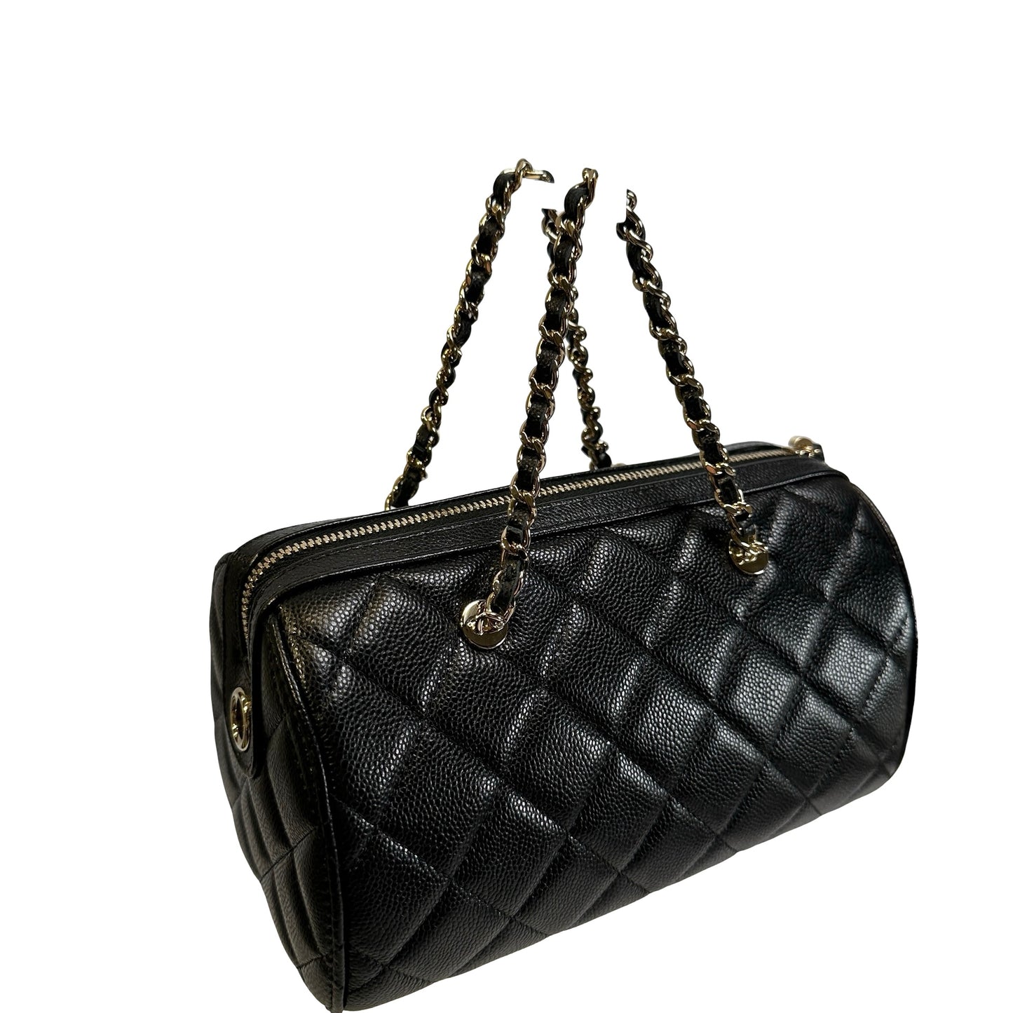 Used CHANEL Quilted Caviar leather Caviar Vanity Case Vanity case Black Gold