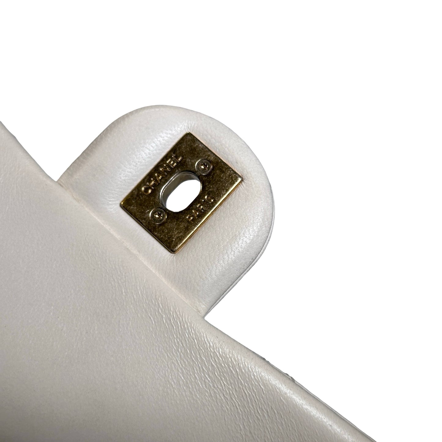 Used CHANEL Quilted Classic Flap Chain Shoulder Bag White