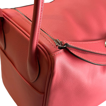 Used HERMES Clemence Lindy 26 Handbag Pink PHW