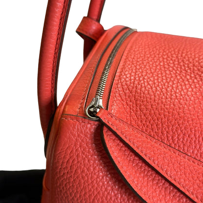 Used HERMES Clemence Lindy Handbag Pink