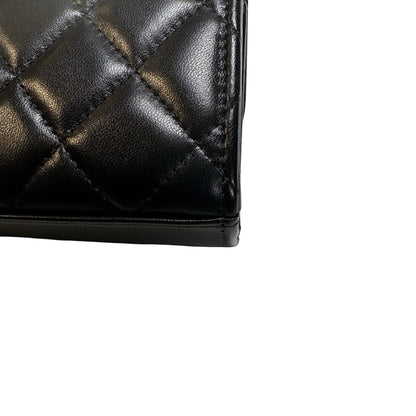 CHANEL Quilted Lambskin Trendy CC Square Clutch with Chain Mini Bag Black GHW
