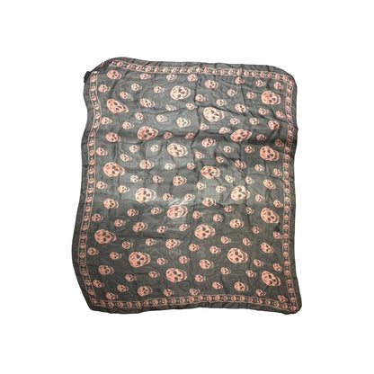 Used ALEXANDER MCQUEEN Silk Skull scarf Scarf Grey pink