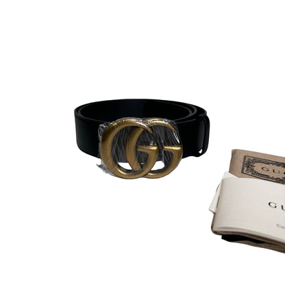 Brand New GUCCI Leather GG Marmont Belt Black GHW