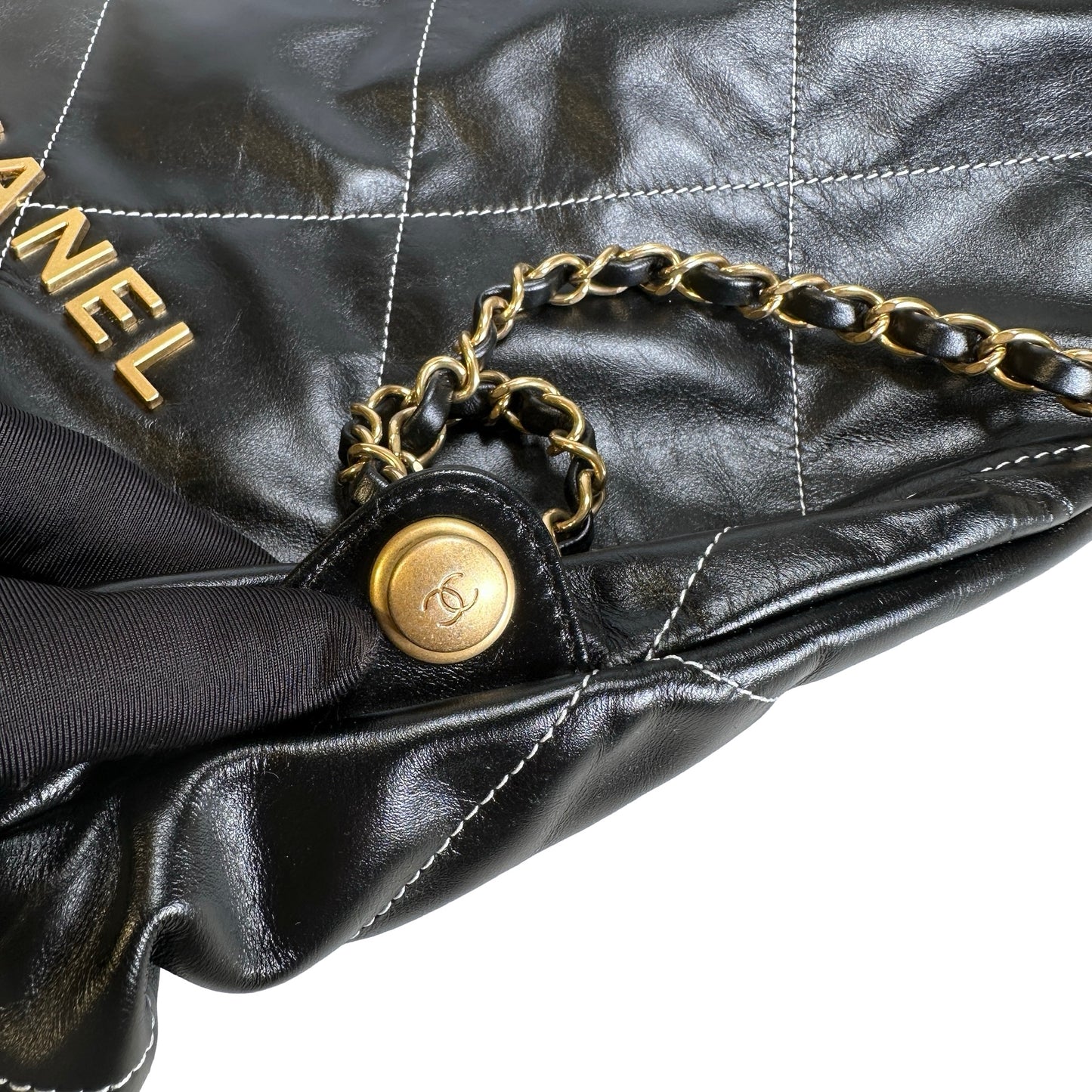 Used CHANEL Lambskin 22 Backpack Backpack Black GHW