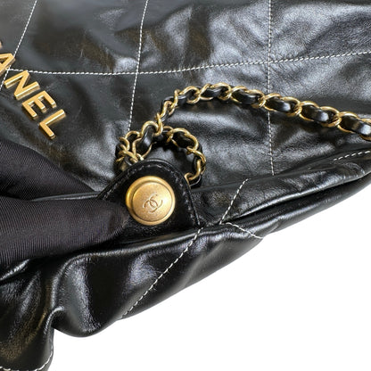 Used CHANEL Lambskin 22 Backpack Backpack Black GHW
