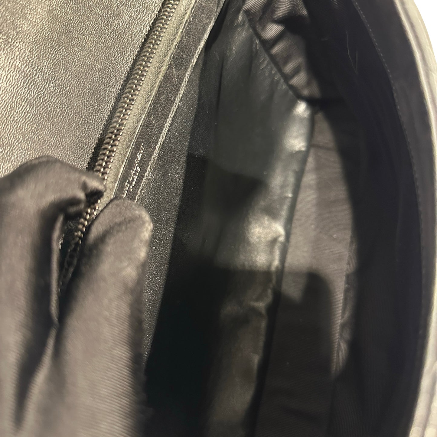 Used SAINT LAURENT Lambskin Leather College medium Shoulder Bag Black PHW