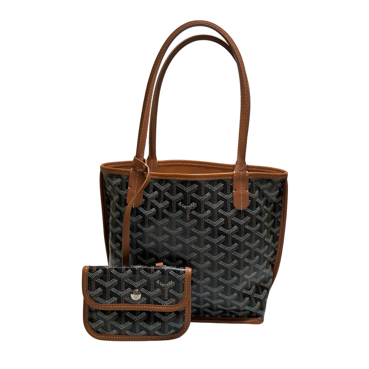 Used GOYARD Goyardine Hobo Tote Bag Black Brown