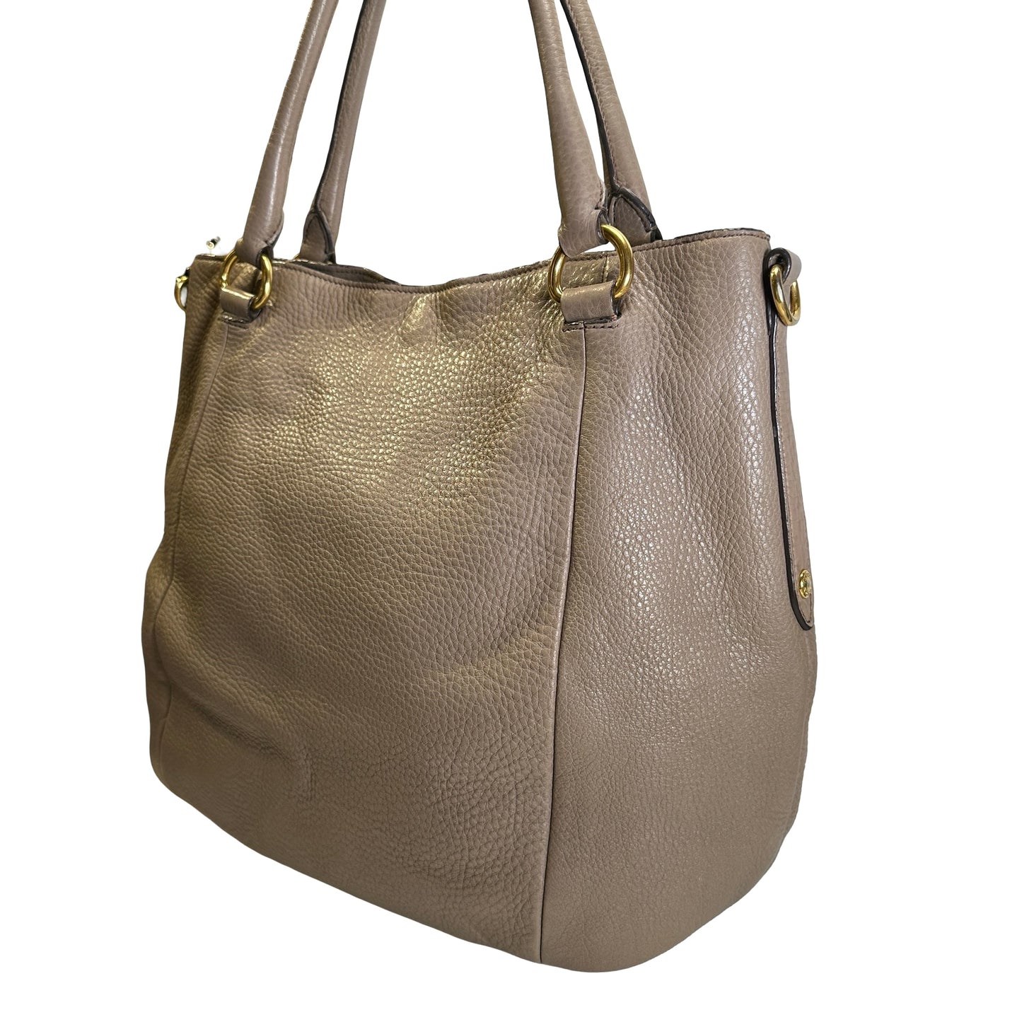 Used PRADA Vitello Phenix Leather Vitello Phenix Shopping Tote Handbag Argilla Grey Taupe
