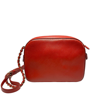 Used Ferragamo Saffiano leather Cross Body Bag Red GHW