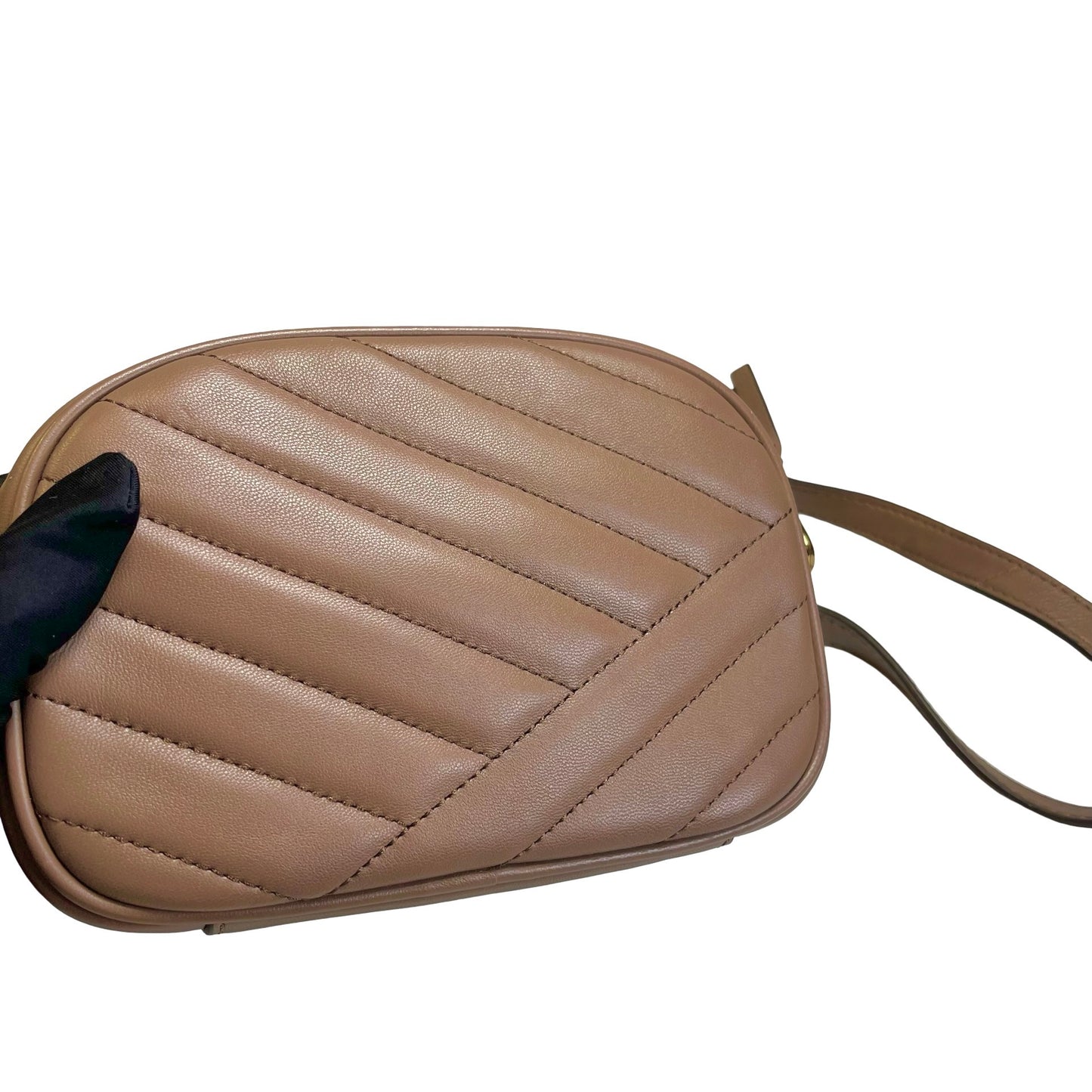 Used TORY BURCH Chevron Leather Kira Chevron Cross body bag Taupe Gold