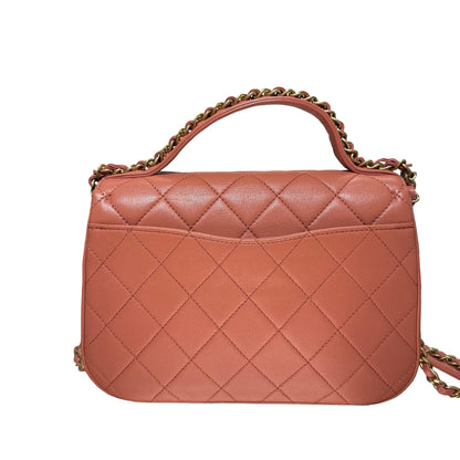 Used CHANEL Calfskin Leather Flap Cross Body Bag Pink GHW