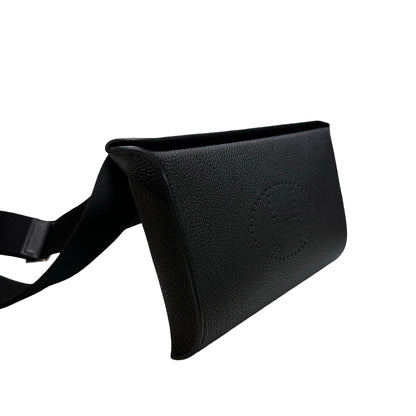 Used HERMES Togo Evelyne Crossbody Bag Black PHW