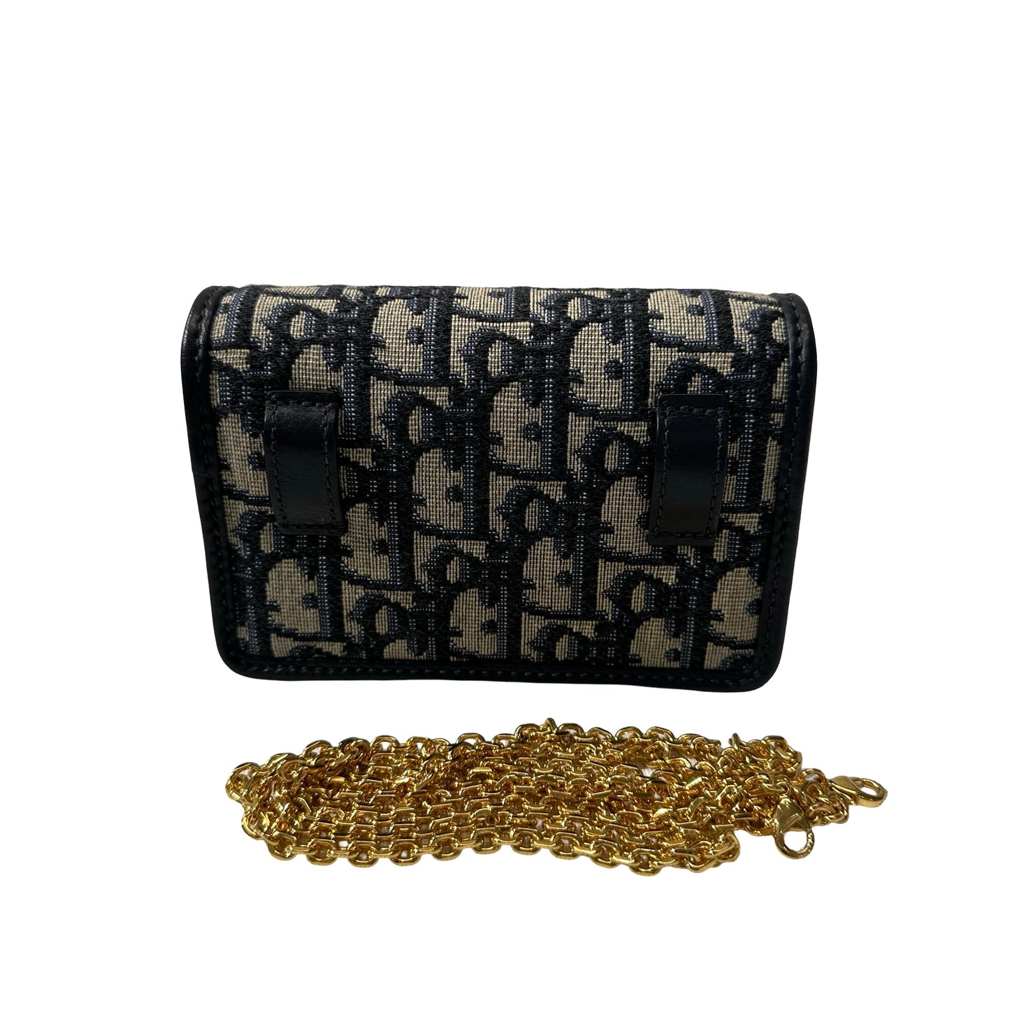 Used DIOR Canvas Mini Bag Navy Blue Beige