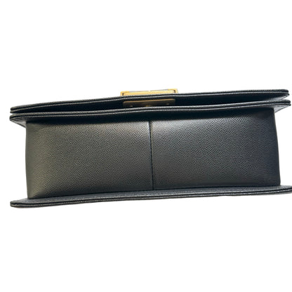 Used CHANEL Caviar Skin Boy25 Chain Shoulder Bag Black，GHW