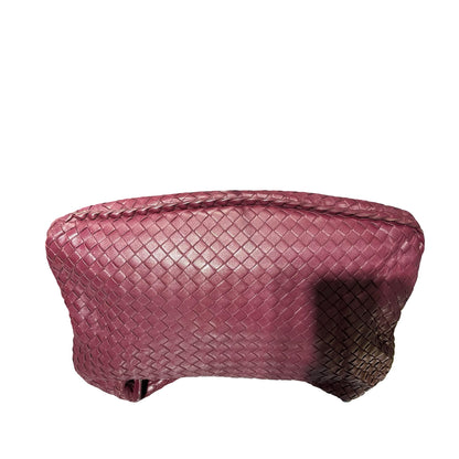 Used Bottega Veneta Calfskin Leather Shoulder Bag Burgundy Purple