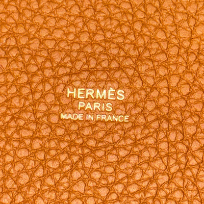 Used HERMÈS Clemence leather Picotin Handbag Brown PHW