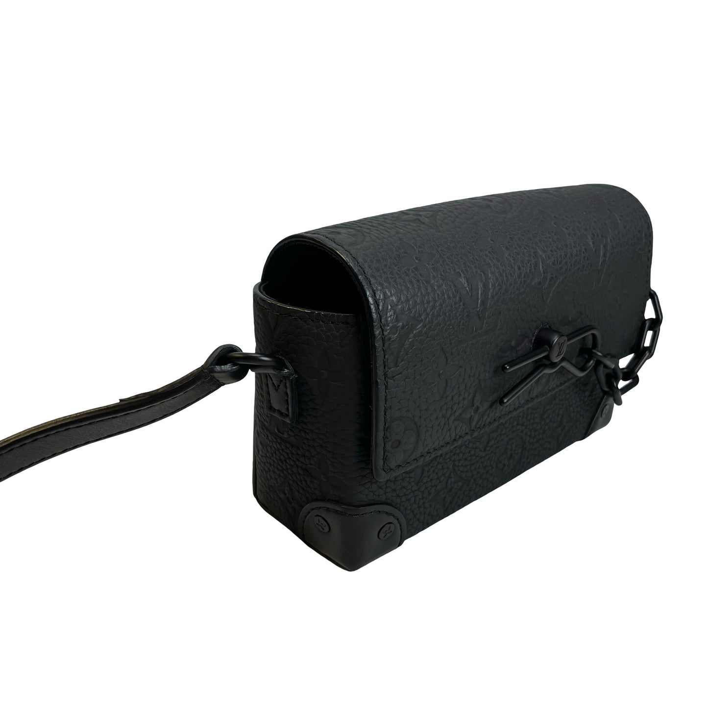 Used LOUIS VUITTON Monogram Taurillon Mini Soft Trunk Crossbody Bag Black