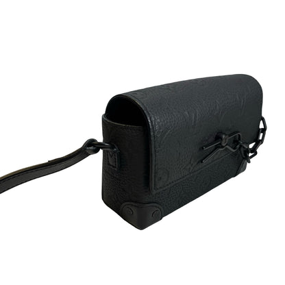 Used LOUIS VUITTON Monogram Taurillon Mini Soft Trunk Crossbody Bag Black