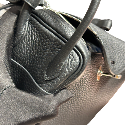 Brand New HERMES Taurillon Clemence Lindy Handbag Noir