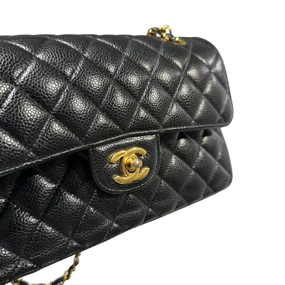 Used CHANEL Caviar Quilted CF23 Chain Shoulder Bag Black Gold