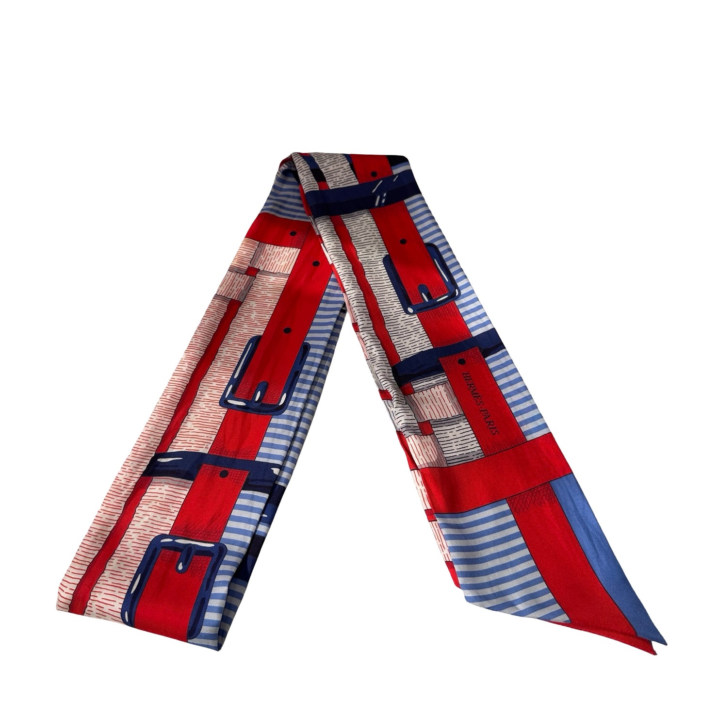 Used Hermès Silk Twilly Twilly Red Blue